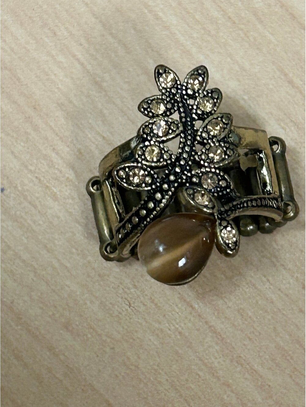 Fern Leaf and Champagne Colored Stones Ring